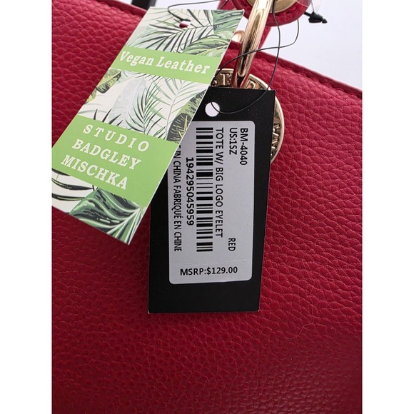 Badgley Mischka Vegan Leather Tote Bag with Straps in Red‎ NWT MSRP$129 #0114 - Picture 2 of 15